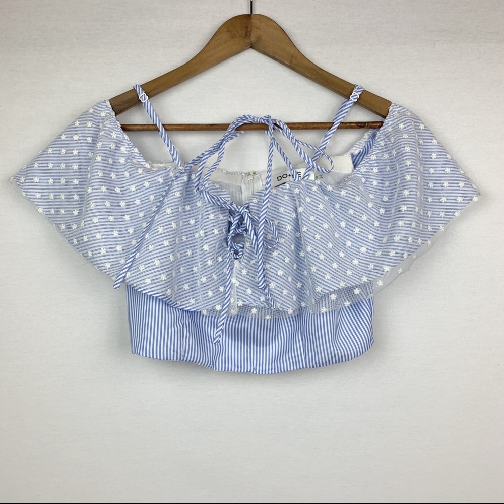 Do + Be NWT Ruffle Lace-Up Off the Shoulder Crop